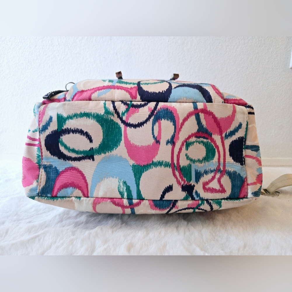 Coach Ikat Scribble Multicolor Signature Backpack Navy Trim - Picture 7 of 11